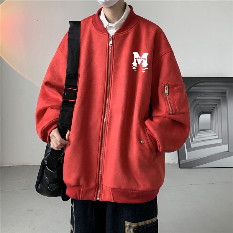 23秋款美式复古麂皮绒飞行棒球服男女夹克外套JF3300-P80控108图片