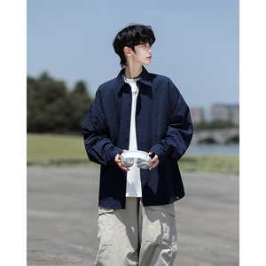 8XL-M泡泡纱盐缩肌理长袖衬衫男春季冰丝外套防晒衬衣CS29007P40图片
