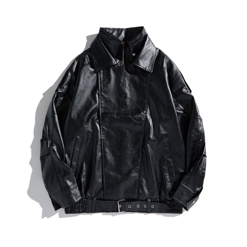 复古质感机车服皮衣男潮牌宽松休闲飞行皮夹克外套情侣J1022-p85,男装皮衣,星座1008
