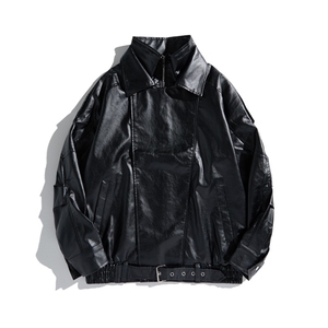 复古质感机车服皮衣男潮牌宽松休闲飞行皮夹克外套情侣J1022-p85图片