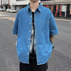 牛仔衬衫男士韩版潮流文艺帅百搭夏季2024新款ins外套CY741-P45，男装衬衫，星座412-3