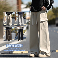 2025秋冬新款休闲男裤厚款直筒宽松松紧腰橡筋工装裤子潮3361-P42，男装工装外套，星座1006