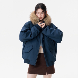 派克棉服貉子毛加厚外套图片