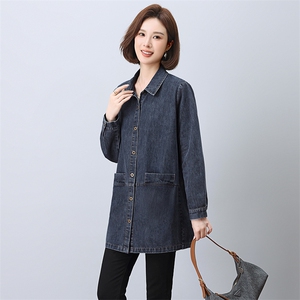 时尚百搭牛仔风衣外套女宽松显瘦长袖上衣春秋新款韩版潮流女装图片