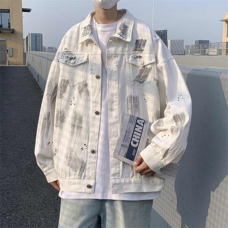 2023秋冬季潮翻领撞色休闲外套潮流韩版宽松夹克W6181-P60图片