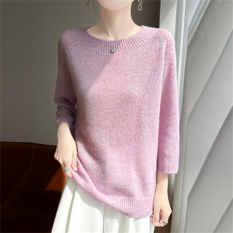 2025年秋季套头一线半高圆领短袖，女装羊绒衫，多娇羊绒
