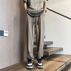 夏季新款棉麻超薄透气垂感休闲裤男士宽松褶皱裤包边K9543，男装休闲裤，星座1116A-1（原606A）