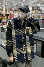 视频图-小香风外套男时尚潮流拼色编织格子上衣8893-P70，女装短外套，电商B380（原B361）