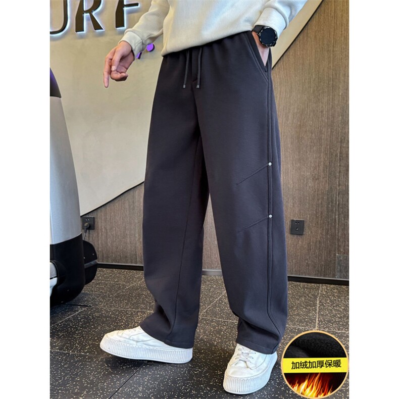 网图加绒加厚潮流休闲美式休闲保暖直筒运动裤310A-K18259-P40，男装棉衣，四季星座310A