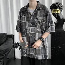 INS潮流夏季2023夏季潮牌短袖衬衣外套腰果衬衫W907-P28，男装衬衫，星座512-2