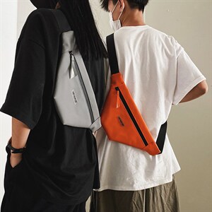 夏季个性港风潮牌运动腰包斜挎包新款纯色pu防水胸包,鞋类箱包男包,星座510A-2