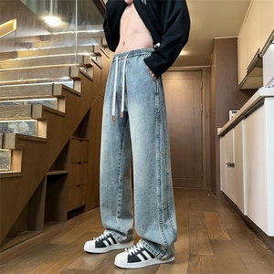 春季直筒牛仔裤男美式高街宽松垂感vibe阔腿水洗休闲裤J8097-P50图片