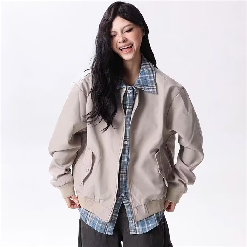 格子拼接假两件外套男潮牌设计夹克春季时尚情侣棒球服HH650P68,男装夹克,星座1013-5