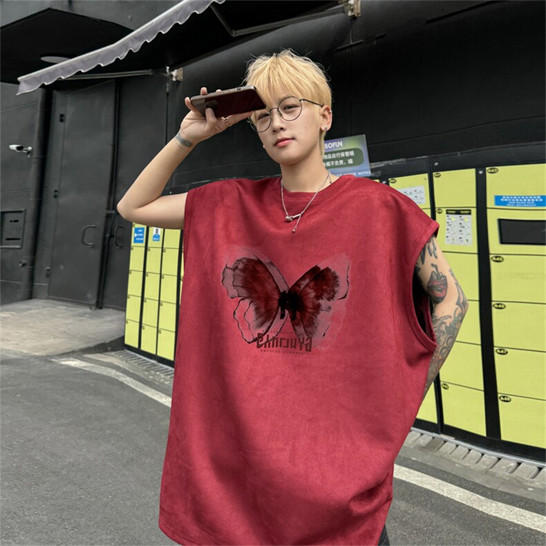 麂皮绒背心坎肩男T恤美式港风潮JB426-特P19控38,男装背心/马甲,电商B370