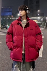 外景冬季复古酒红加厚面包服男宽松保暖棉衣立领外套MF00430/P90，男装棉衣，电商B316