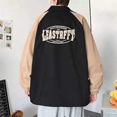 港风外套男拼接款慵懒风春秋季休闲宽松翻领夹克运动服W1391-P58，男装夹克，星座512-2