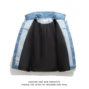 现货2W 抖音直播 牛仔假两件棉衣棉服 白底 8218 P118严控-158图片