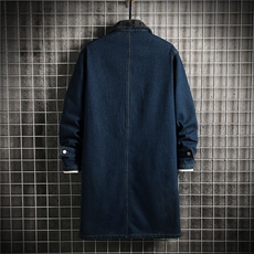 FY643J-P98M-5XL控138现货水晶绒加绒长款牛仔风衣大码座山雕，男装风衣，星座103A