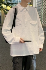 2026春夏新款男士套头衬衫仿肌理感褶皱宽松外套，男装衬衫，星座1206-1（原A206-1）