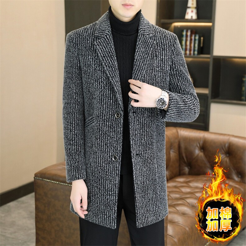 加棉加厚西装领大码中长款型男商务休闲青年外套男A03-P165，男装西服套装，星座310B-3