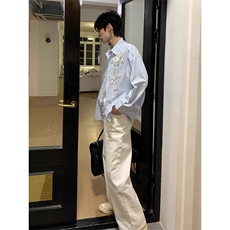 立体订花衬衫长袖条纹衬衣高级感新中式外套CS22546特P59，男装衬衫，星座908-1