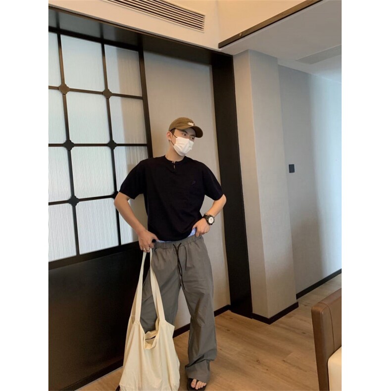 短袖t恤男潮牌夏季宽松五分袖2025年红潮流ins上衣,男装T恤,四季星座505
