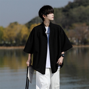 8XL-M中山领新中式短袖衬衫大码痞帅休闲半袖垂感衬衣DC5002/P50图片
