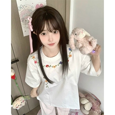 万针全刺绣工艺抖音得物高品质260克重磅纯棉双纱美式高街短袖T恤，男装T恤，电商A486