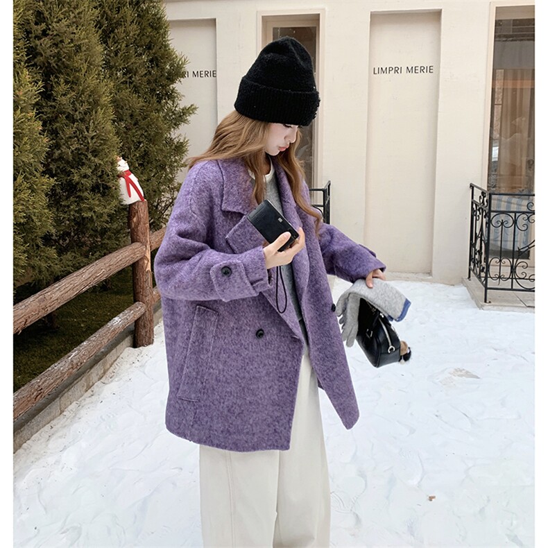 【新款】紫色双面呢大衣2C115-2361-P255-K378,女装羊绒大衣,2C115