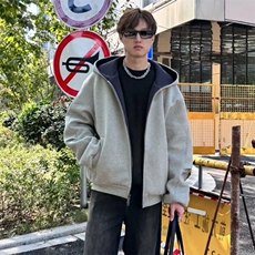 抖音得物高品质二开26春装美式重磅宽松结构双面连帽卫衣外套W68，女装短外套，电商A486