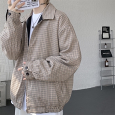 复古千鸟格哈灵顿双面穿拉链飞行夹克cleanfit两穿外套JK1326P98，男装夹克，电商D206-1