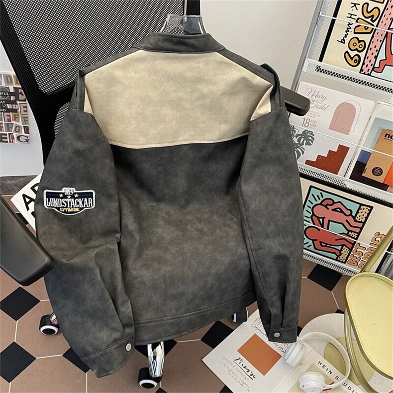 春秋季美式条纹夹克外套机车服男女街头痞帅百搭休闲J205-P78,男装夹克,星座1109-3