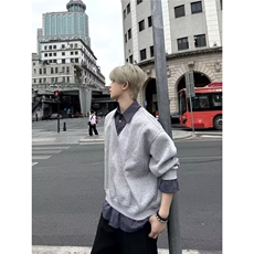 W11067-P48网图现货春季新款假两件拼接长袖卫衣Polo领上衣，男装卫衣，星座1608
