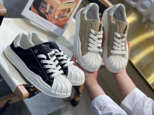 2021新款韩版潮流休闲贝克头真皮内里帆布鞋，其它，她他麦