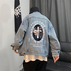 牛仔外套男春美式高街hiphop痞帅炸街夹克宽松潮牌上衣JK1033-P68，男装工装外套，星座1103-3