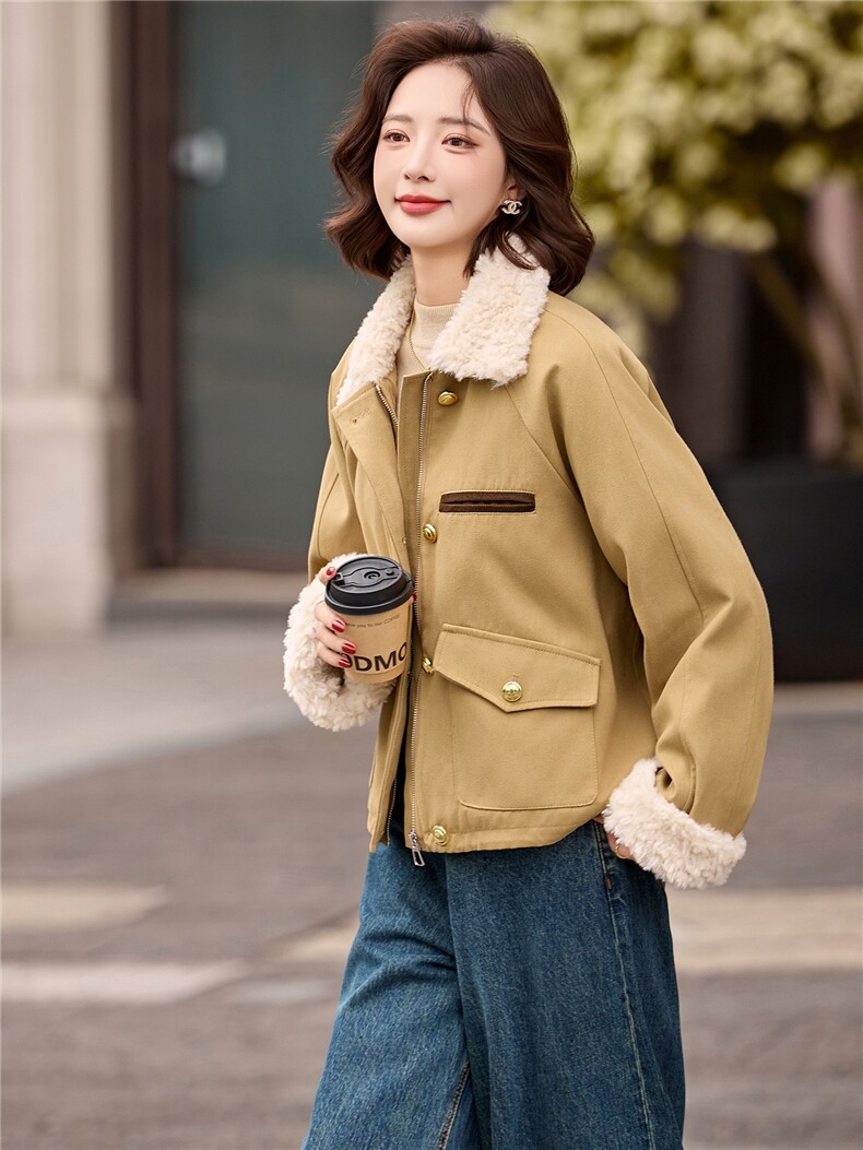 拼毛绒派克羽绒服女2025冬季新款小个子超好看洋气短款白鸭绒外套,女装羽绒服,冬木谷雨