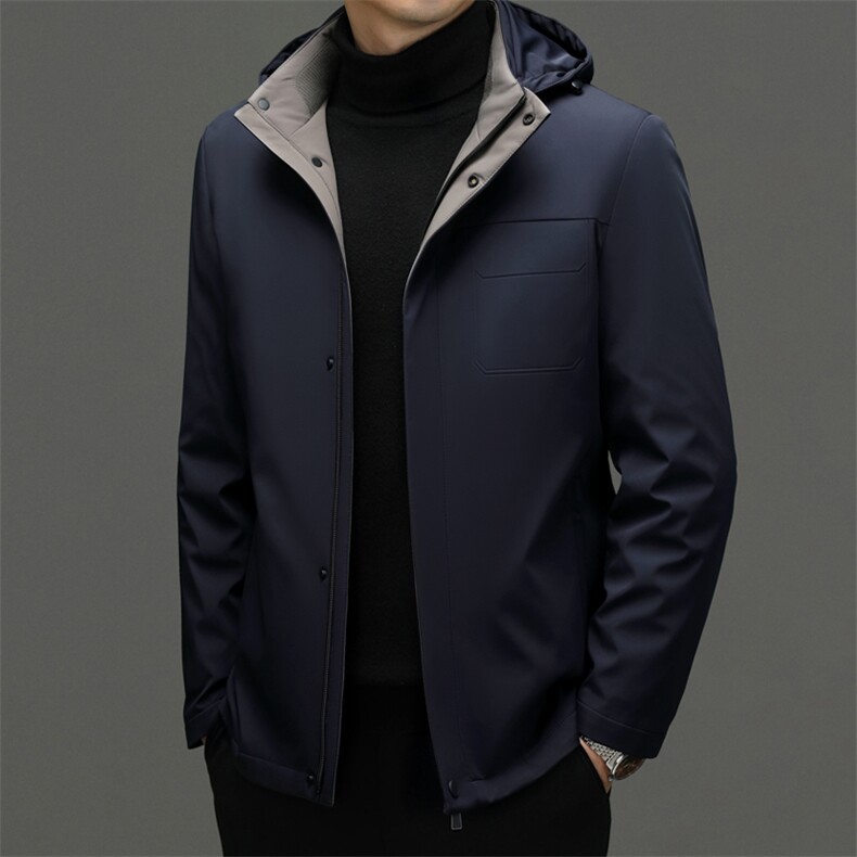 2023年新款冬季男士白鹅绒羽绒服水貂毛领保暖外套修身风衣大衣，男装羽绒服，电商B360