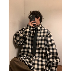 慵懒风潮流休闲宽松百搭情侣格子衬衫C2162-P32【特价】，男装衬衫，电商A007