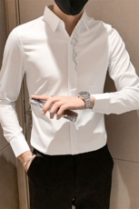 301A-1/CS310/P652025男士秋冬男社会精神小伙加绒纯色绣花衬衫，男装衬衫，星座301A-1