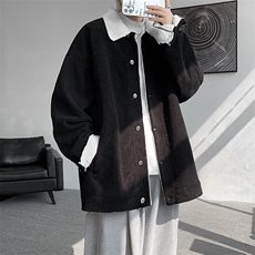 8XL-M特大码港风灯芯绒翻领夹克男羊羔毛棉衣棉服外套JK1307P68，男装夹克，电商D206-1
