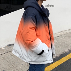 渐变色连帽棉衣男2019冬季新款韩版潮流宽松加厚棉服外套D53，男装棉衣，电商A335-1（原A458）