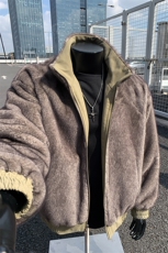 假模原品质两面穿水洗鱼骨纹牛津帆布银蓝狐座山雕外套S530特118，女装短外套，电商A233-1