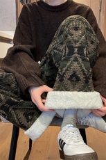 8XL-M羊羔绒裤子男冬季加绒加厚民族风重磅针织棉裤大码KZ023P78，男装民族服装，电商B312