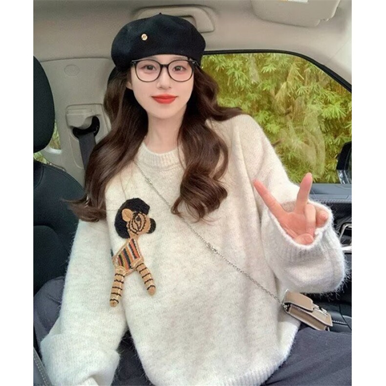 毛衣女装秋冬季时套头设计感小众圆领今年流行上衣MH40,男装针织衫/毛衣,星座1116A（原606A-3）