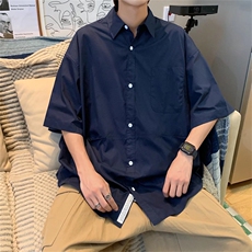 日系复古短袖衬衫男夏季港风ins潮牌工装休闲衬衣外套W3184-P30，男装衬衫，星座512-2