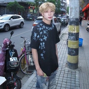 万针全刺绣工艺抖音得物高品质260克重磅纯棉双纱美式高街短袖T恤图片