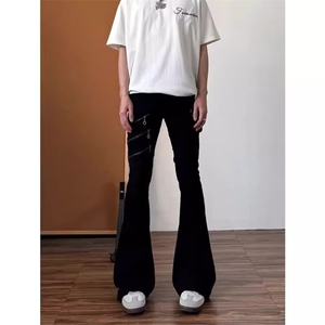 美式cleanfit直筒微喇牛仔裤男士高个子黑色修身裤子L84322-p58图片