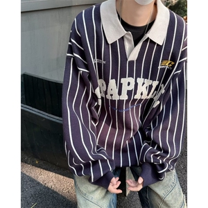美式运动风polo翻领针织衫男宽松百搭毛衣秋冬季保暖慵懒风 M6031图片