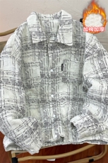 冬美式百搭加棉加厚棉服男情侣小香风格子保暖外套J595J加棉-P95，男装棉衣，电商A001
