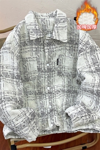 冬美式百搭加棉加厚棉服男情侣小香风格子保暖外套J595J加棉-P95图片